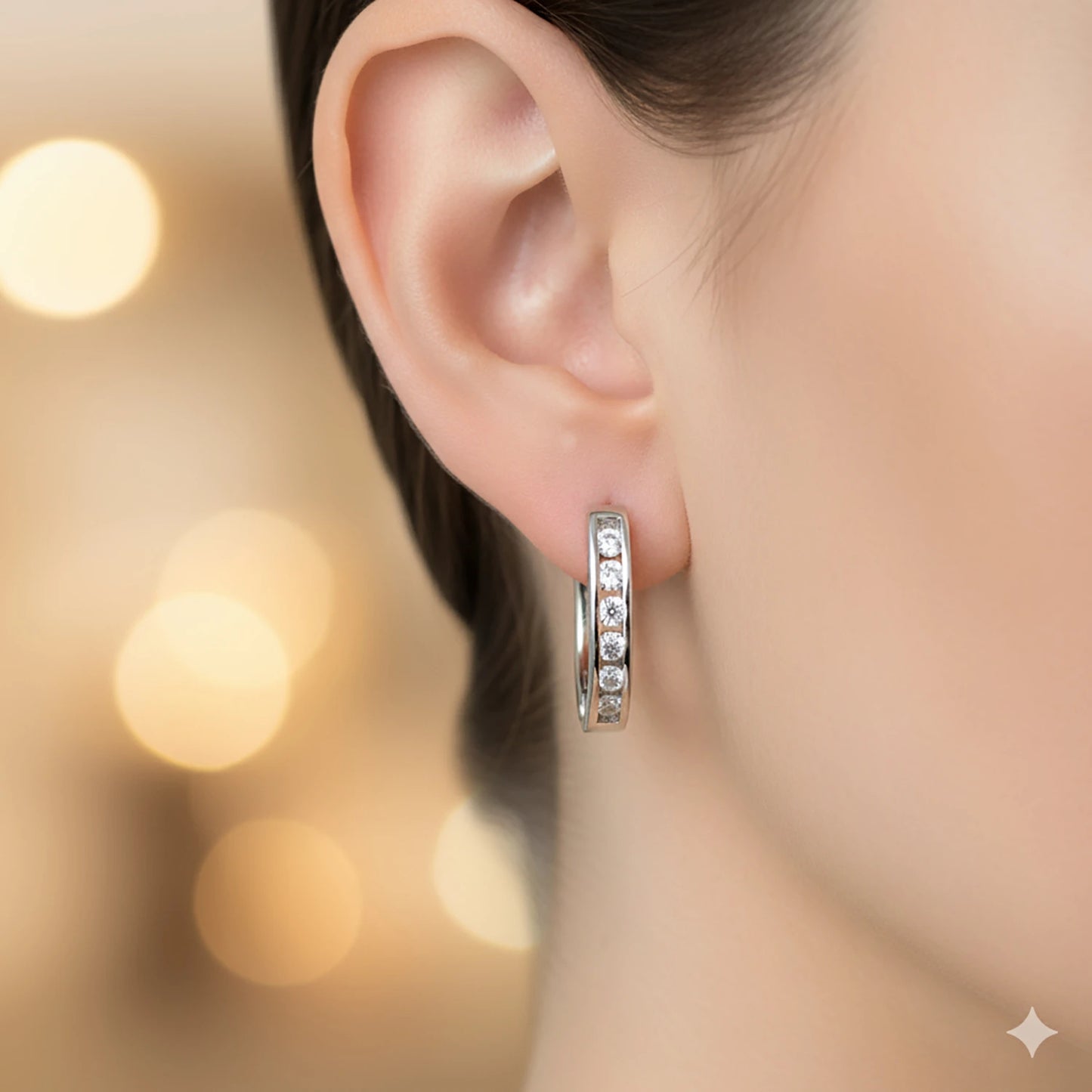 Sterling Silver Earrings with Lab-Created Diamonds 0.230 CT.TW