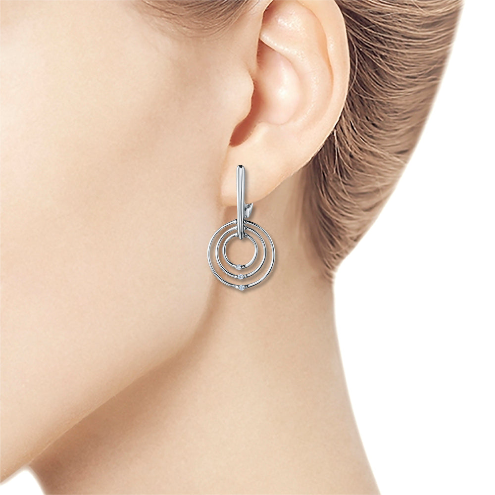 Sterling Silver Earrings with Lab-Created Diamonds 0.040 CT.TW