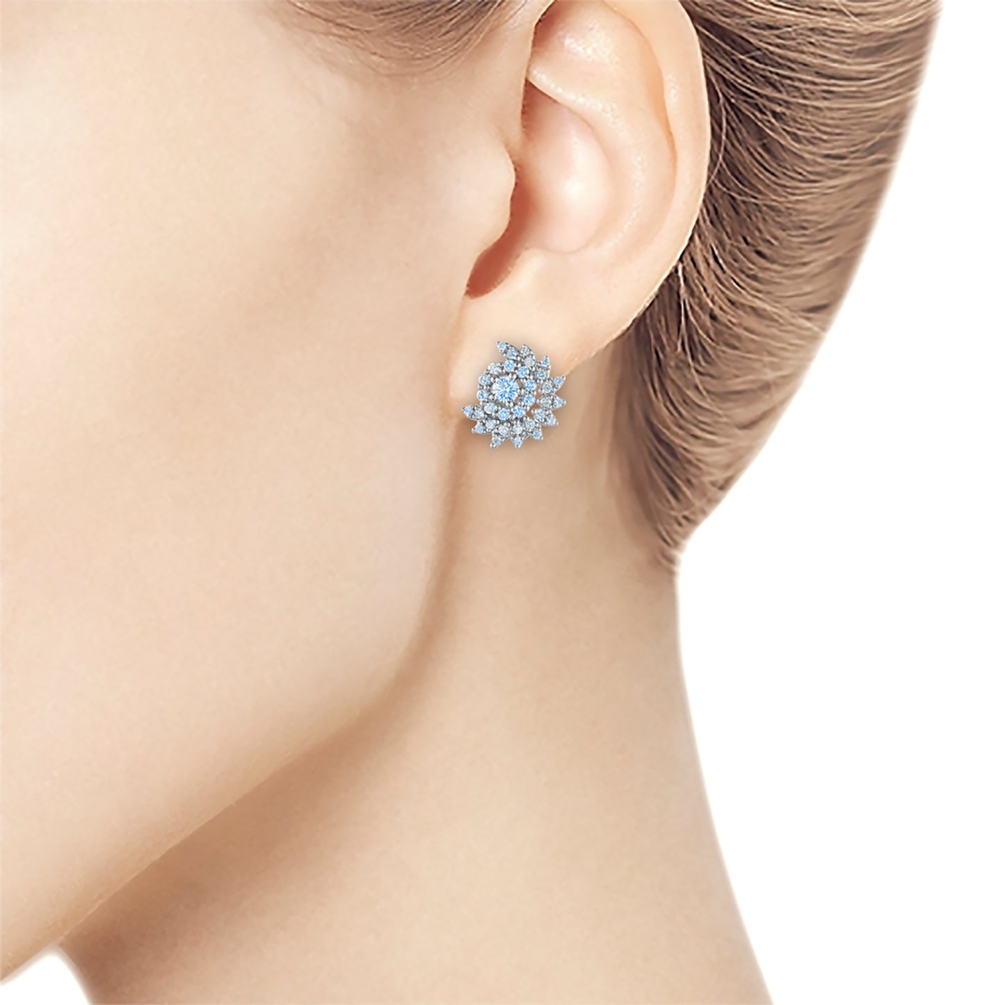 Sterling Silver Earrings with Lab-Created Diamonds 0.950 CT.TW