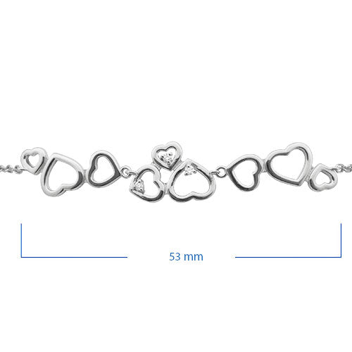 14K White Gold Bracelet with natural diamonds 0.041 CT.TW