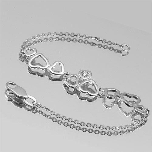 14K White Gold Bracelet with natural diamonds 0.041 CT.TW