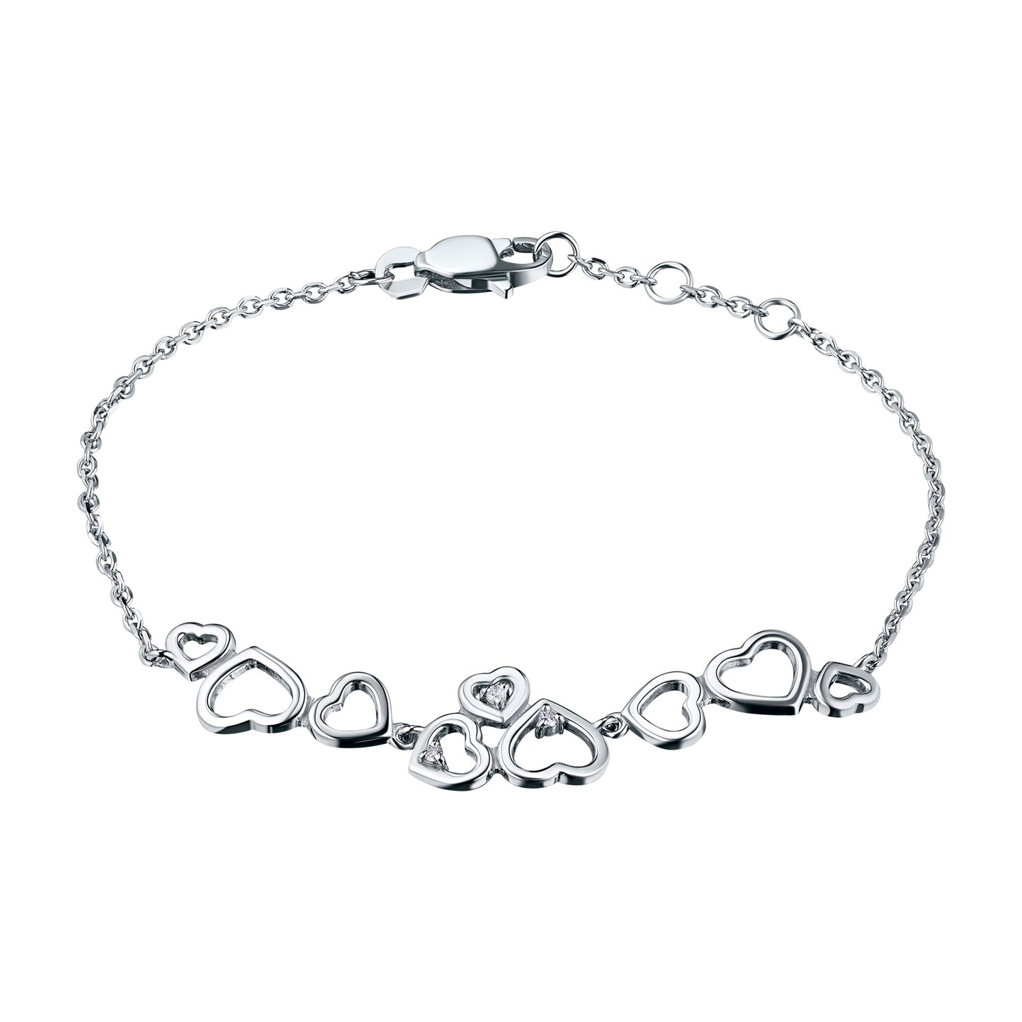 14K White Gold Bracelet with natural diamonds 0.041 CT.TW