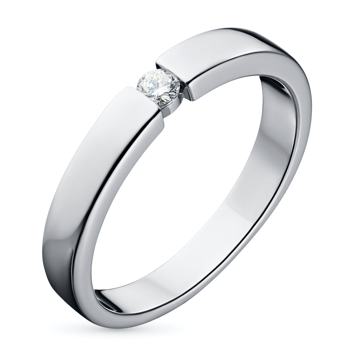 14K White Gold Ring with Natural Diamonds 0.060 CT.TW