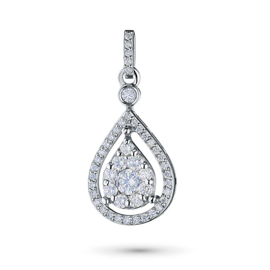 14K White Gold Pendant with Natural Diamonds 0.480 CT.TW