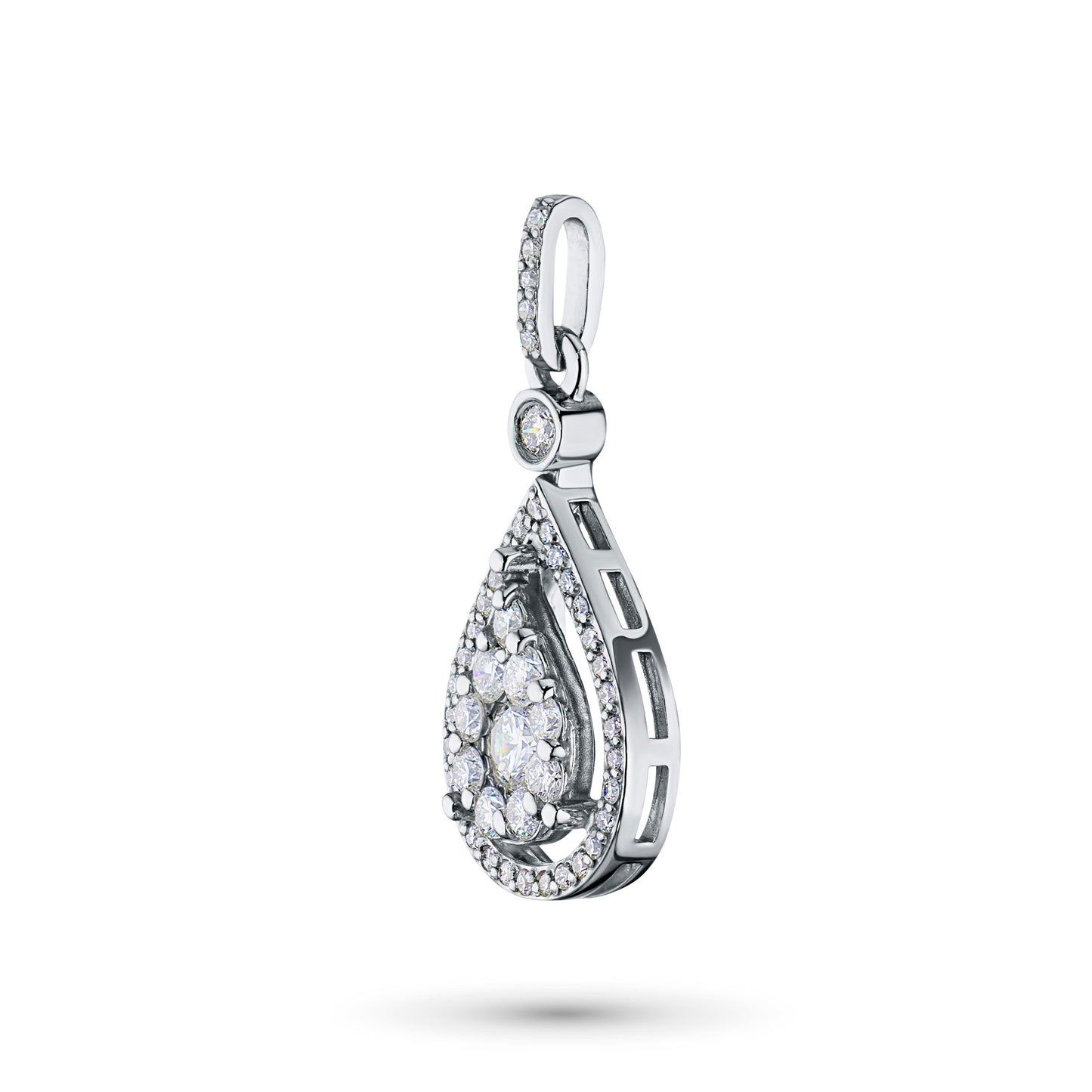 14K White Gold Pendant with Natural Diamonds 0.480 CT.TW