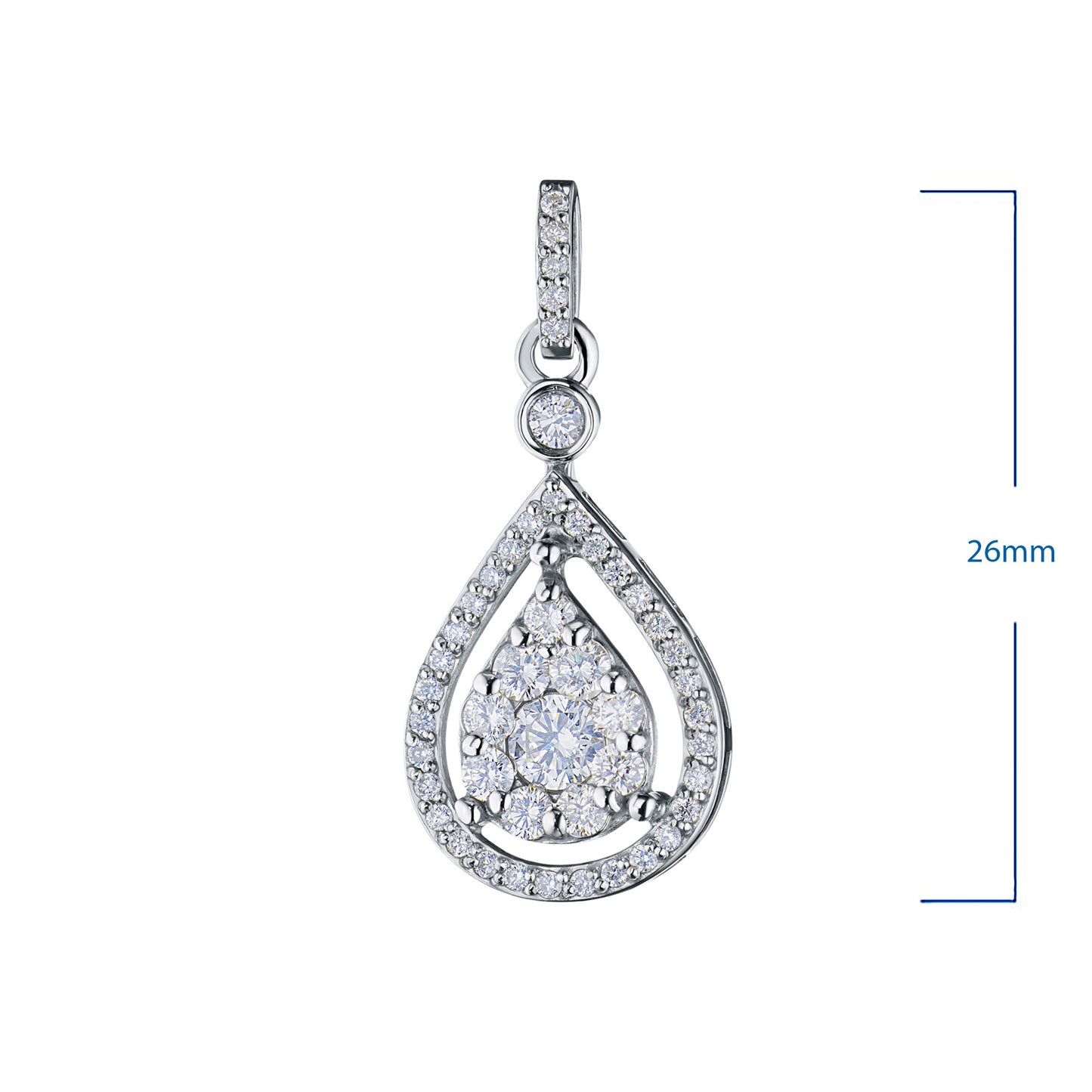 14K White Gold Pendant with Natural Diamonds 0.480 CT.TW