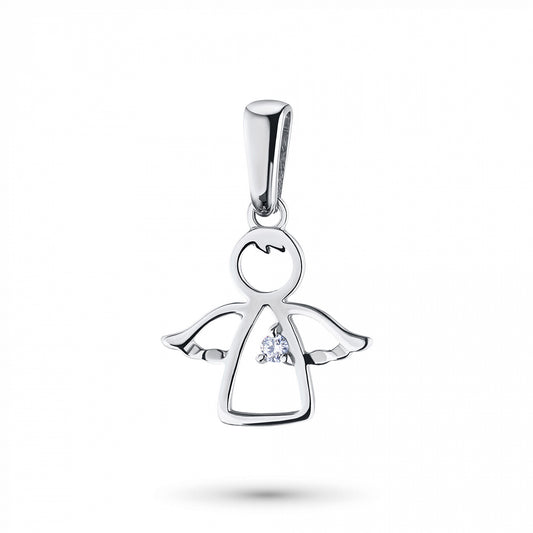 14K White Gold Pendant with Lab-Created Diamonds 0.010 CT.TW