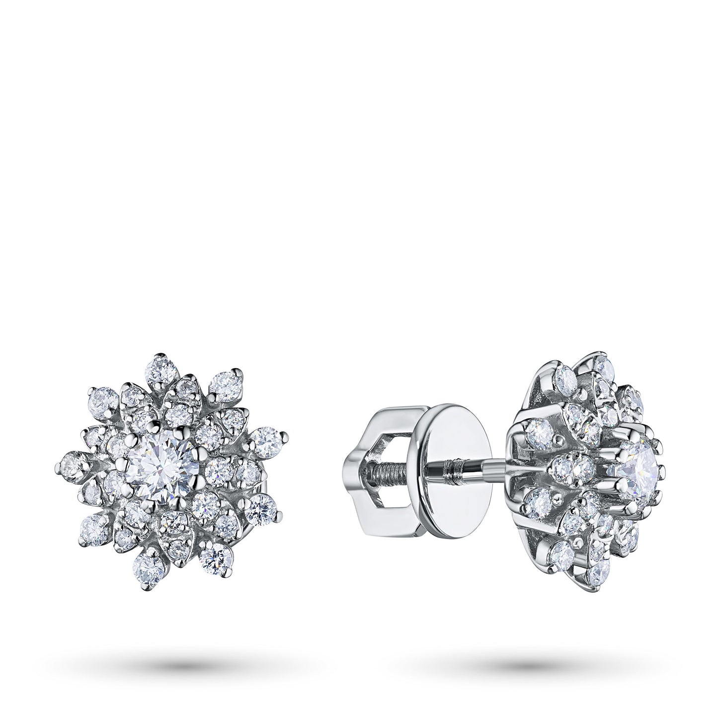 14K White Gold Earring Studs with Lab-Created Diamonds 0.720 CT.TW