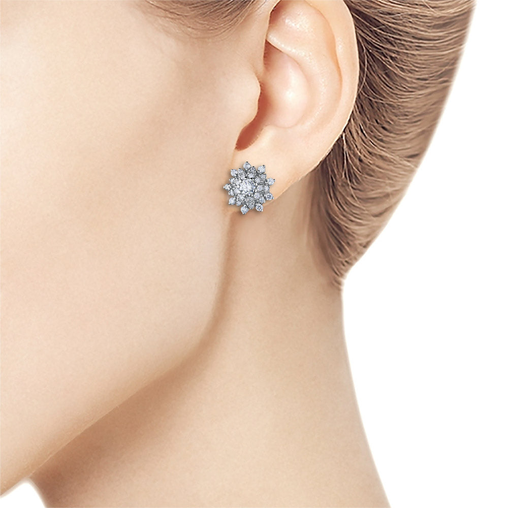 14K White Gold Earring Studs with Lab-Created Diamonds 0.720 CT.TW
