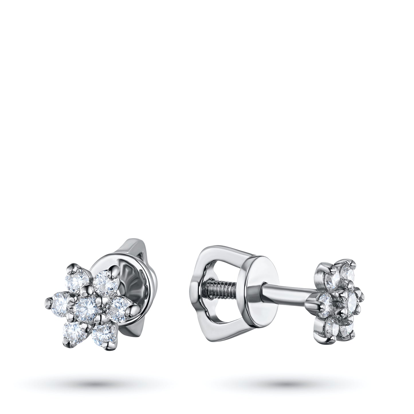 14K White Gold Earring Studs with Natural Diamonds 2.100 CT.TW