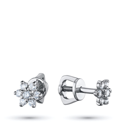 14K White Gold Earring Studs with Natural Diamonds 2.100 CT.TW