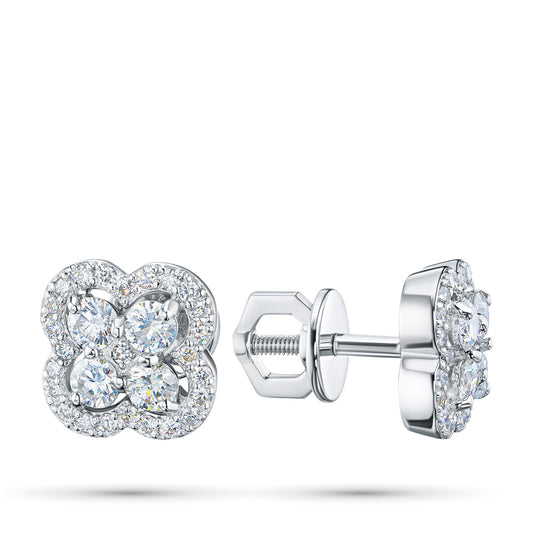 Sterling Silver Earring Studs with Lab-Created Diamonds 0.800 CT.TW