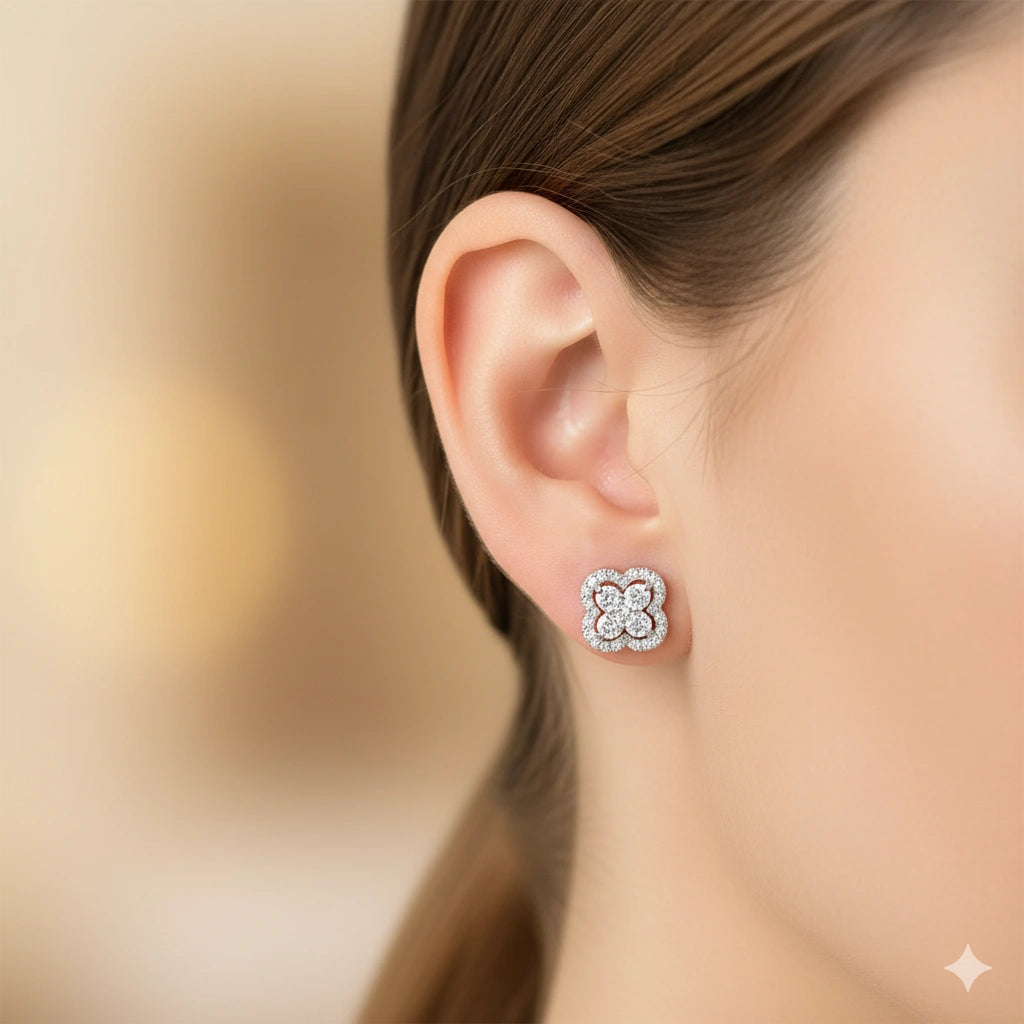 Sterling Silver Earring Studs with Lab-Created Diamonds 0.800 CT.TW