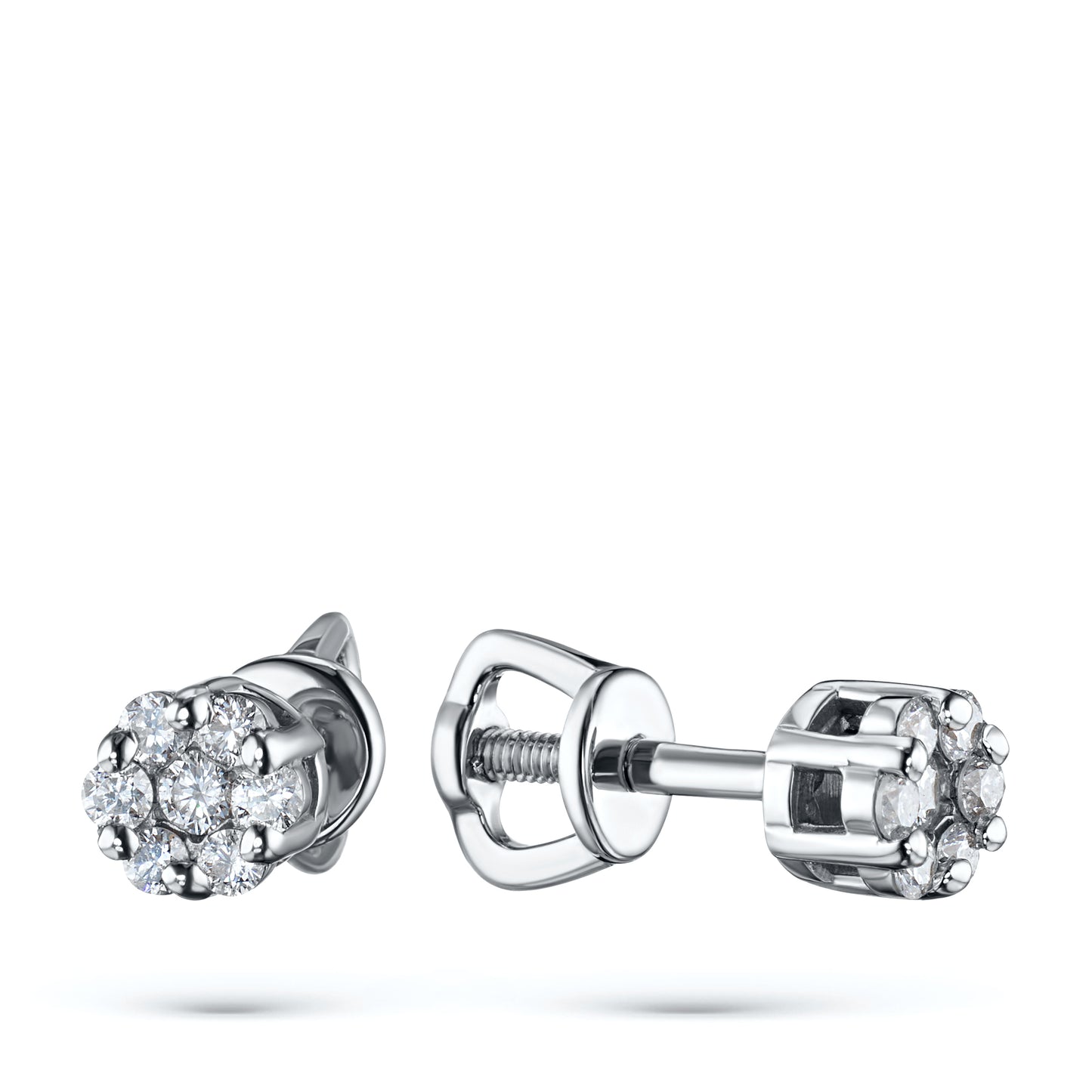 14K White Gold Earring Studs with Natural Diamonds 2.100 CT.TW