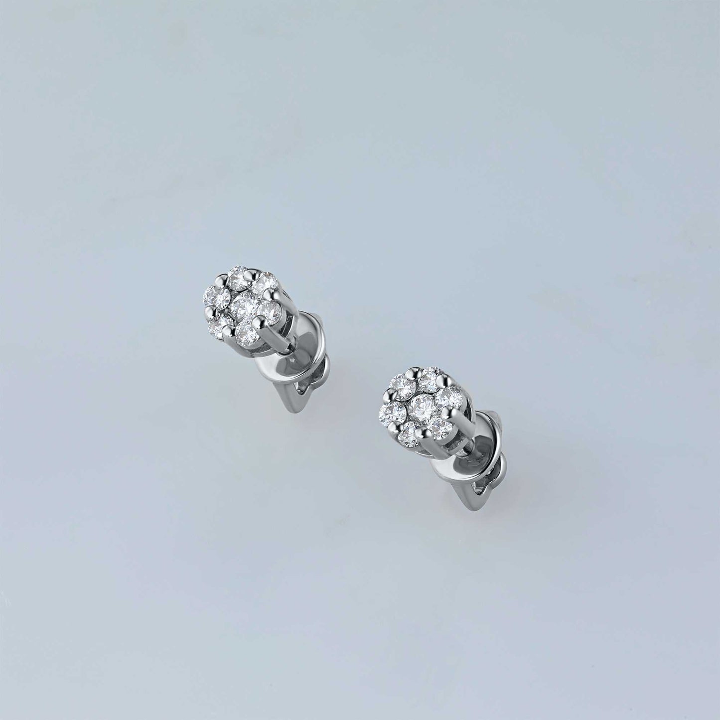 14K White Gold Earring Studs with Natural Diamonds 2.100 CT.TW