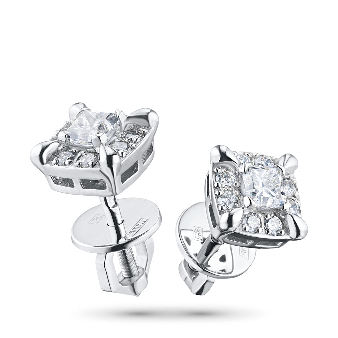Sterling Silver Earring Studs with Lab-Created Diamonds 0.430 CT.TW
