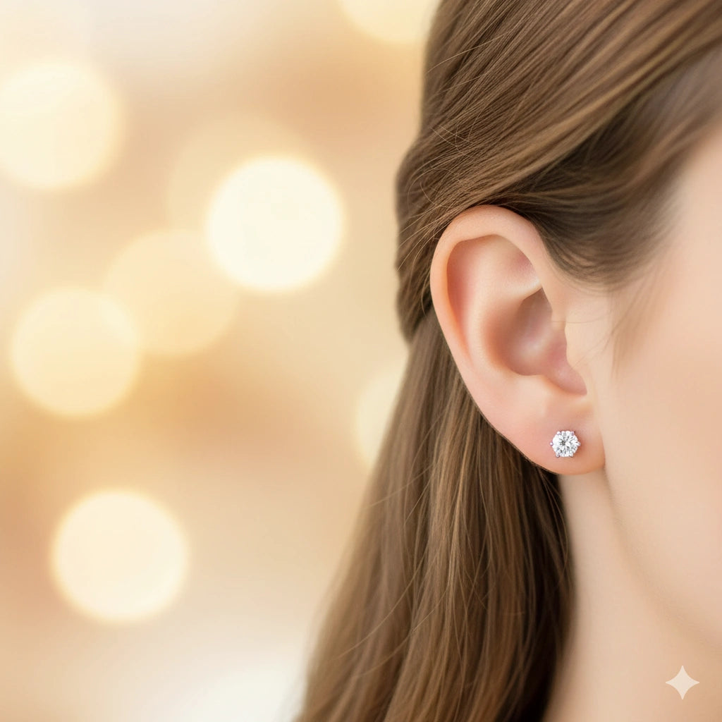 Sterling Silver Earring Studs with Lab-Created Diamonds 0.550 CT.TW