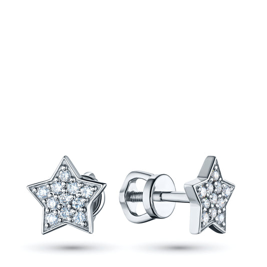 Sterling Silver Earring Studs with Lab-Created Diamonds 0.260 CT.TW