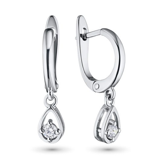 14K White Gold Earrings with Lab-Created Diamonds 0.170 CT.TW