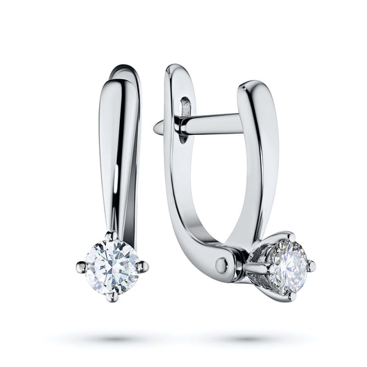 14K White Gold Earrings with Natural Diamonds 0.540 CT.TW