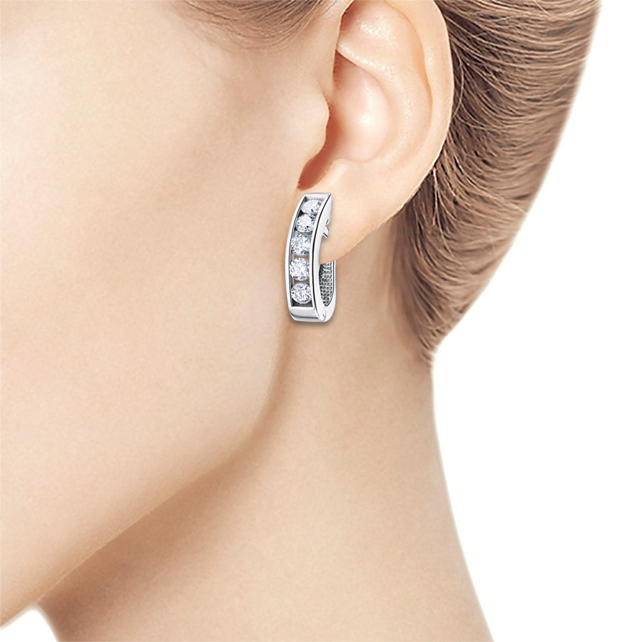 14K White Gold Earrings with Lab-Created Diamonds 2.250 CT.TW