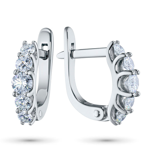 14K White Gold Earrings with Lab-Created Diamonds 0.890 CT.TW
