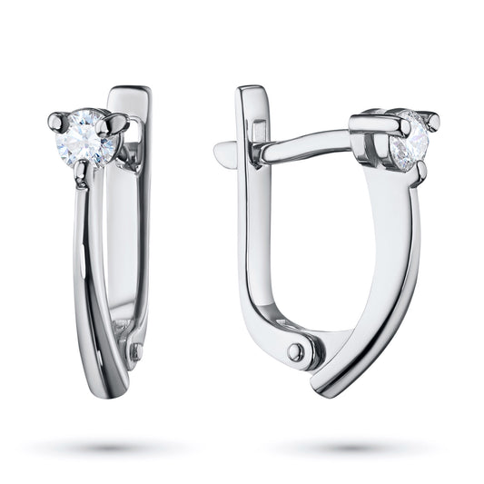 14K White Gold Earrings with Natural Diamonds 0.370 CT.TW