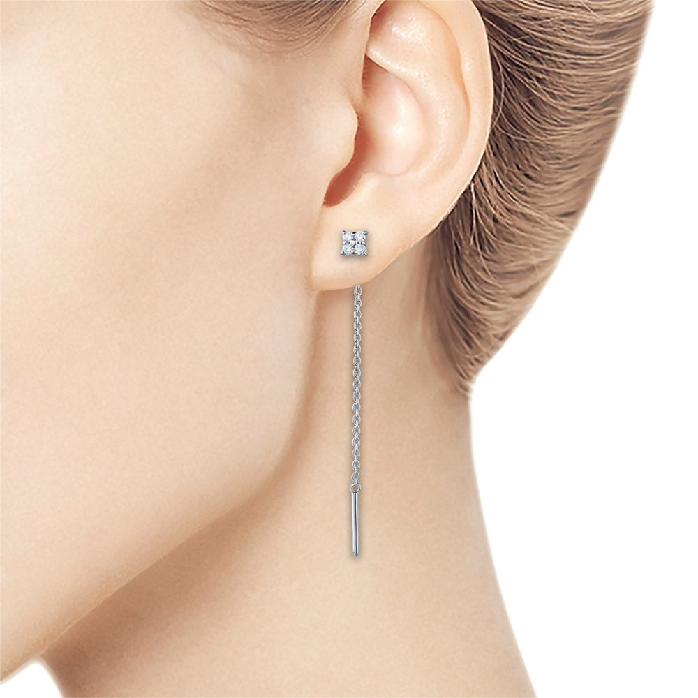 Sterling Silver Earrings with Lab-Created Diamonds 1.380 CT.TW