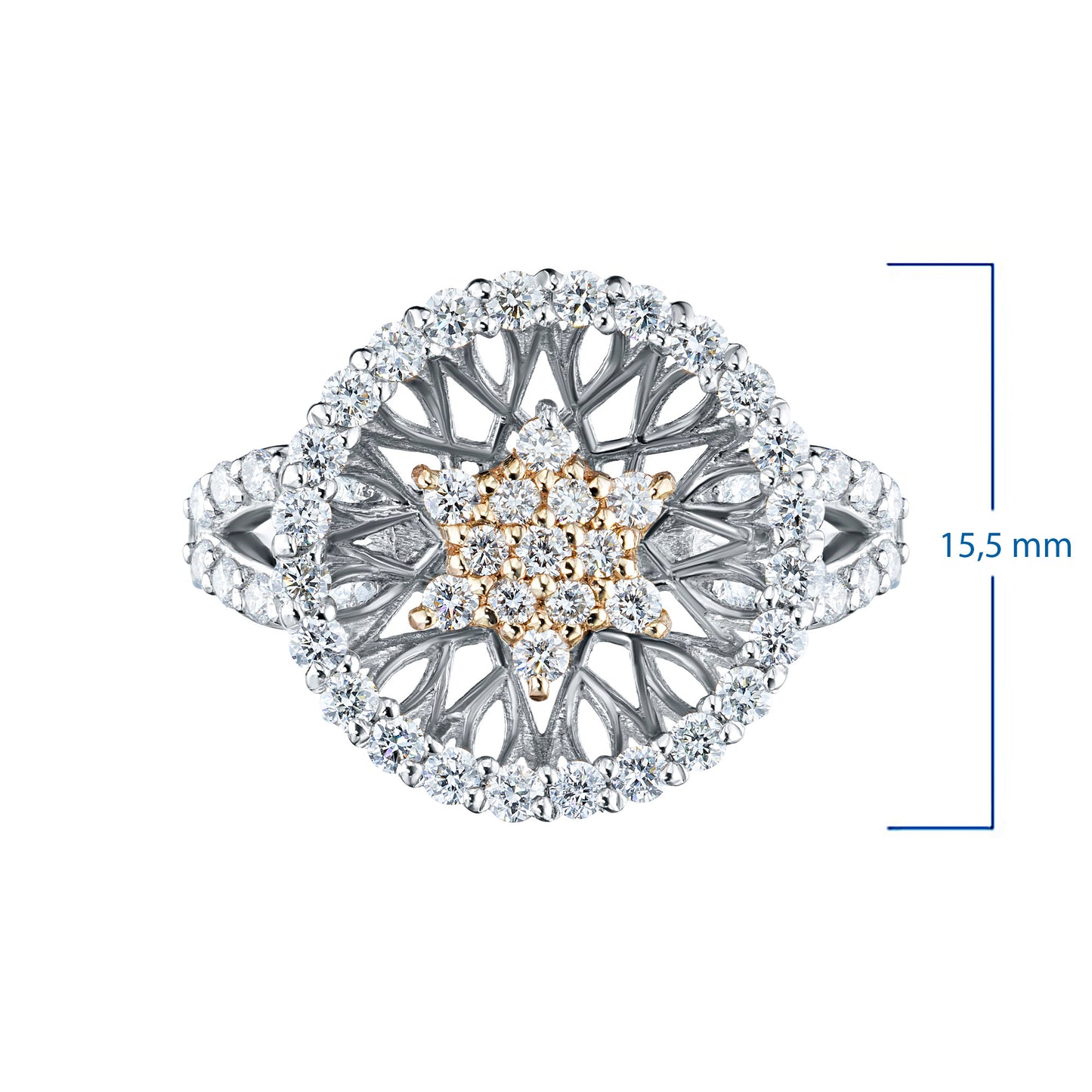 14K White-yellow Gold Ring with Lab-Created Diamonds 0.920 CT.TW