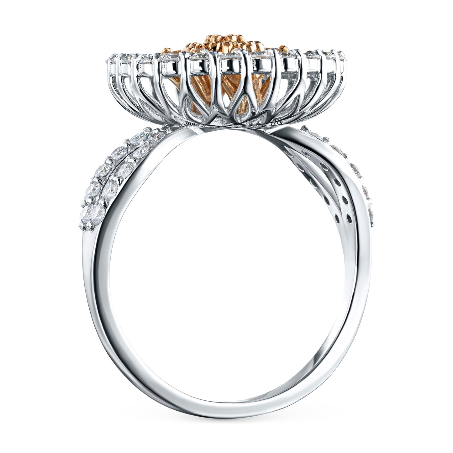 14K White-yellow Gold Ring with Lab-Created Diamonds 0.920 CT.TW