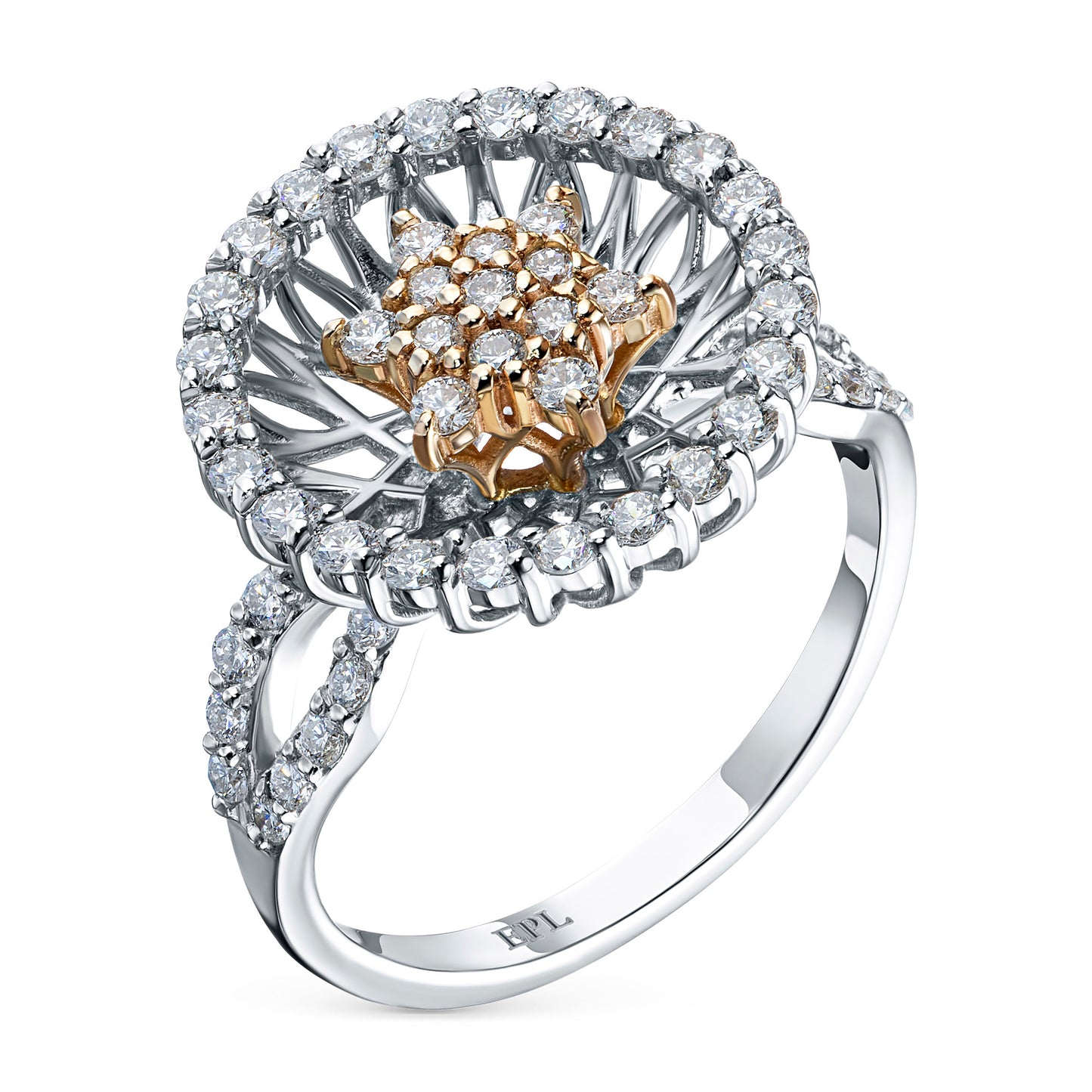 14K White-yellow Gold Ring with Lab-Created Diamonds 0.920 CT.TW