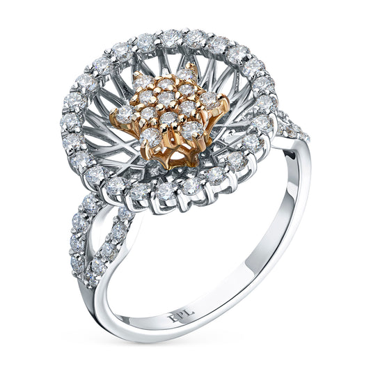 14K White-yellow Gold Ring with Lab-Created Diamonds 0.920 CT.TW