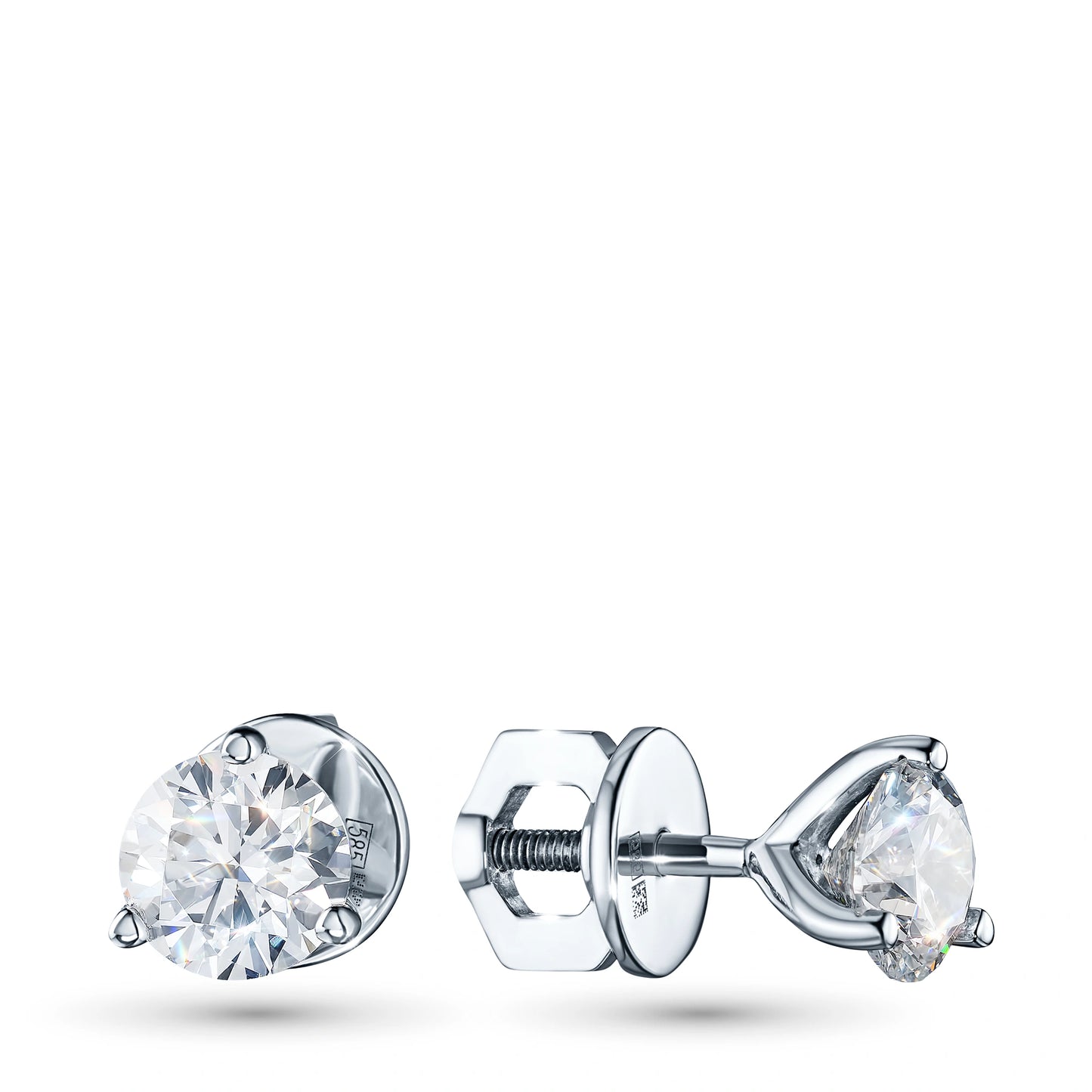14K White Gold Earring Studs with Lab-Created Diamonds 1.090 CT.TW