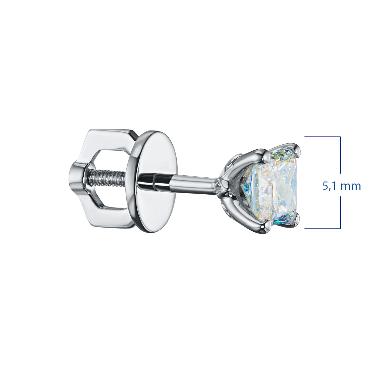 14K White Gold Earring Studs with Lab-Created Diamonds 1.090 CT.TW