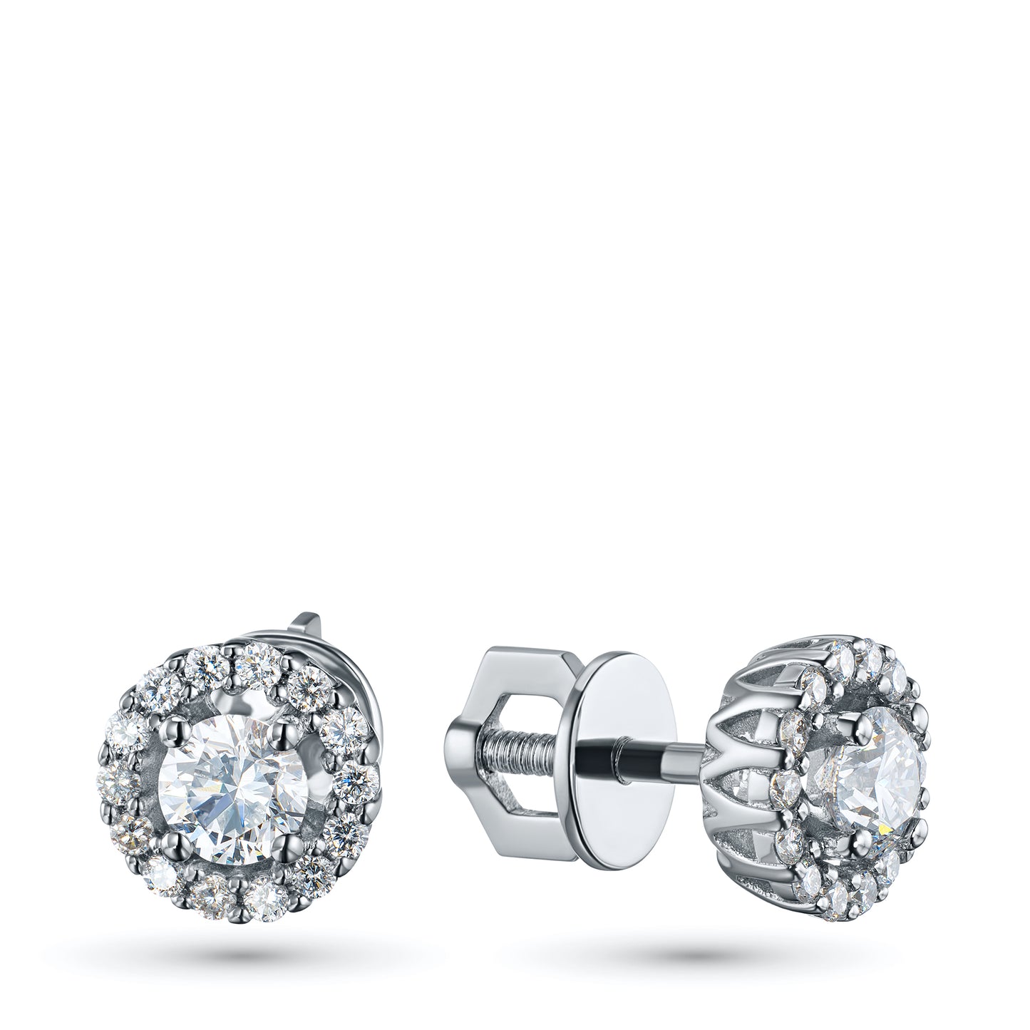 14K White Gold Earring Studs with Lab-Created Diamonds 0.890 CT.TW