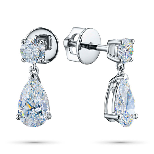 14K White Gold Earring Studs with Lab-Created Diamonds 2.930 CT.TW