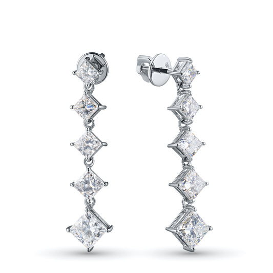 14K White Gold Earring Studs with Lab-Created Diamonds 5.360 CT.TW
