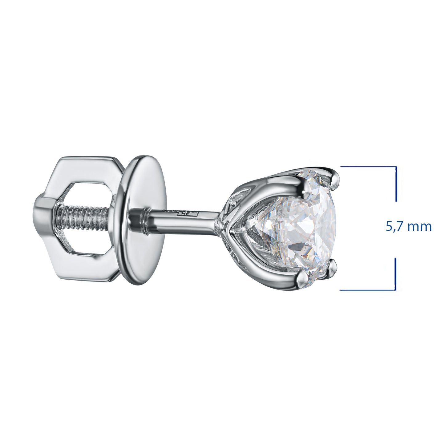 14K White Gold Earring Studs with Lab-Created Diamonds 1.290 CT.TW