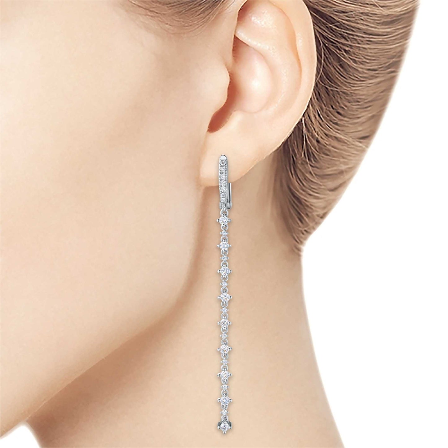 14K White Gold Earrings with Lab-Created Diamonds 0.870 CT.TW