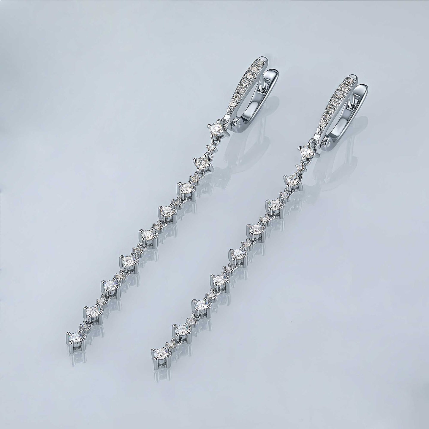 14K White Gold Earrings with Lab-Created Diamonds 0.870 CT.TW