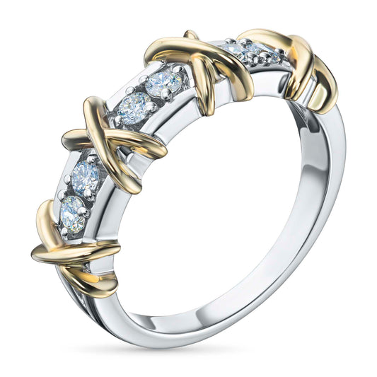 14K White-yellow Gold Ring with Lab-Created Diamonds 0.270 CT.TW