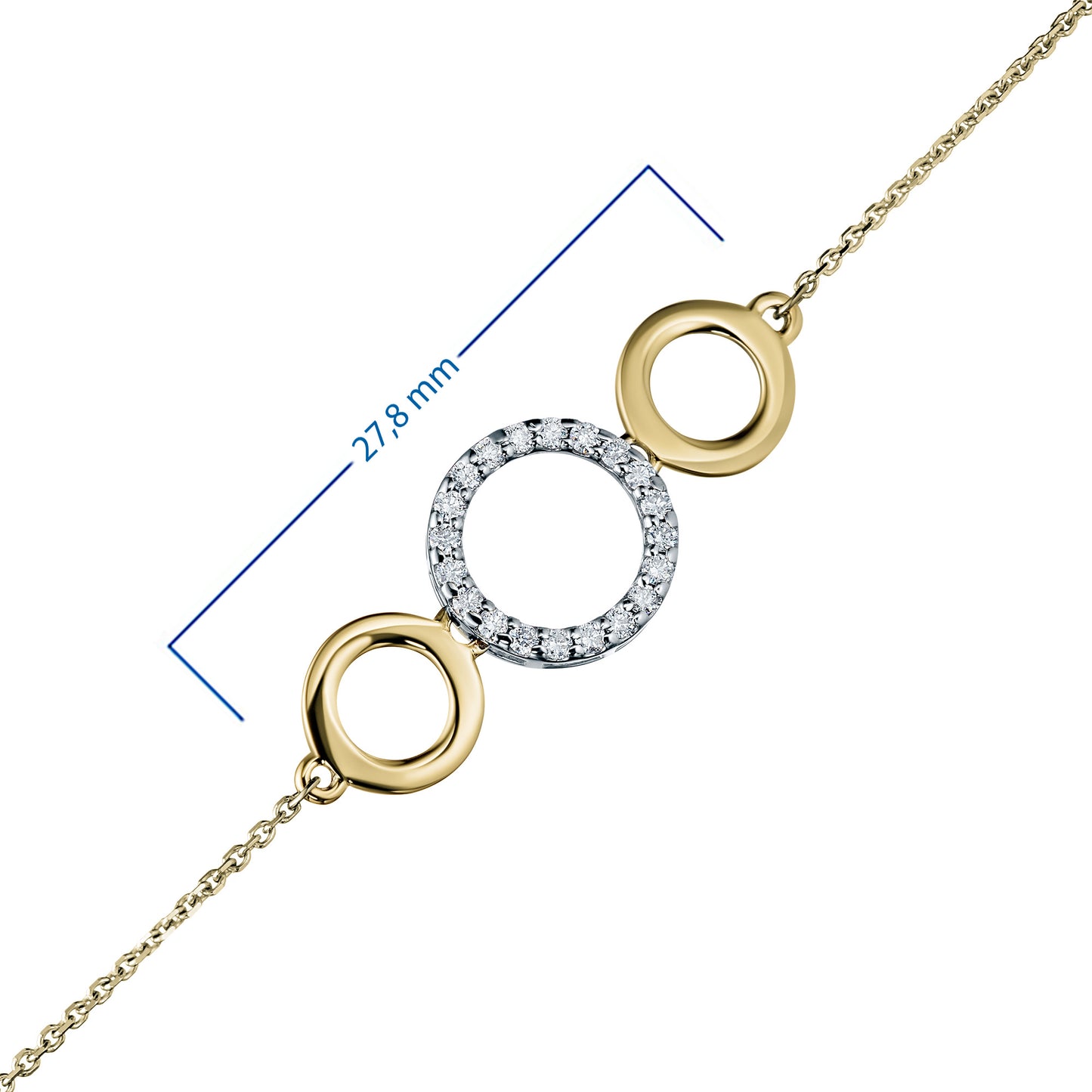 14K White-yellow Gold Bracelet with Lab-Created Diamonds 0.240 CT.TW