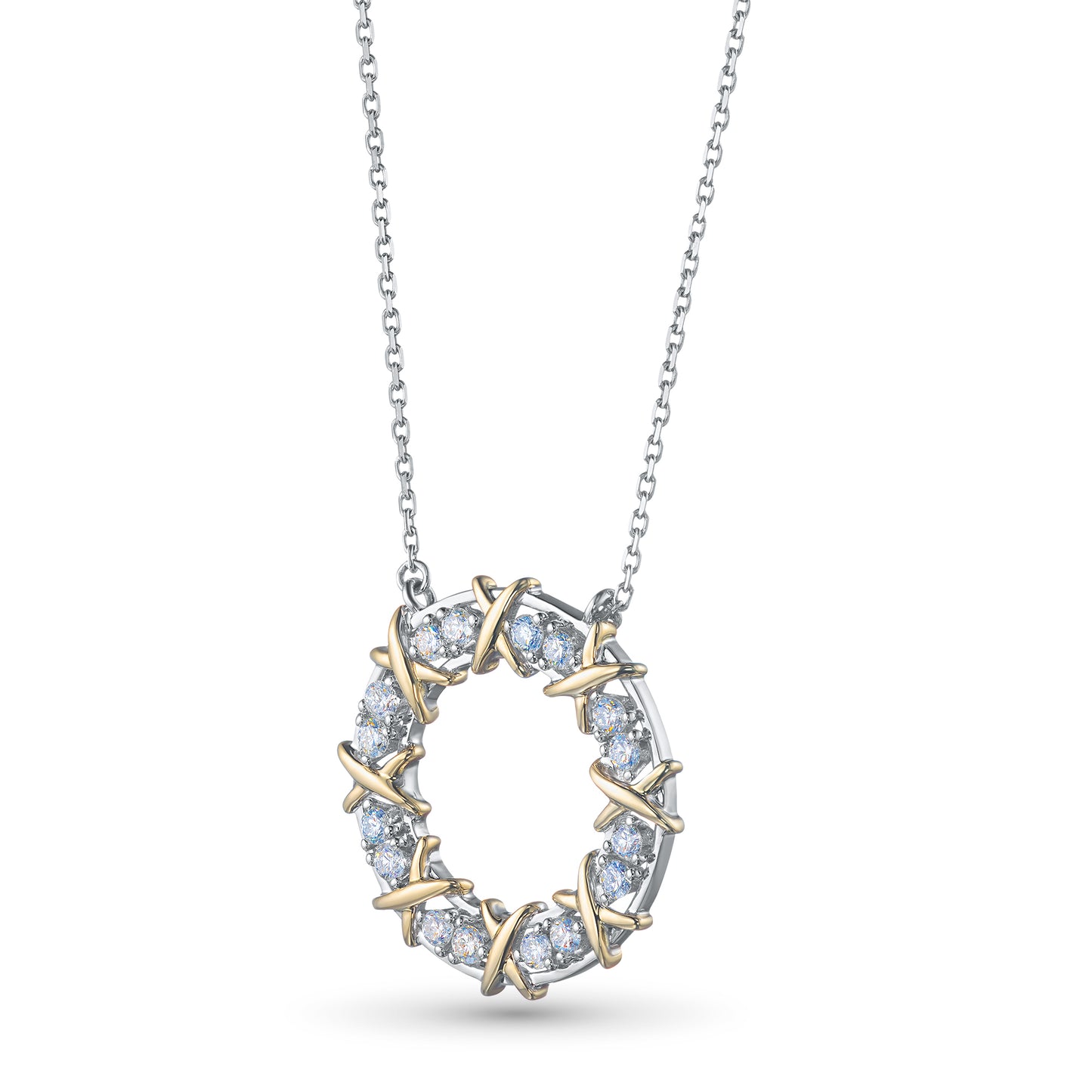 14K White-yellow Gold Necklace with Lab-Created Diamonds 0.550 CT.TW