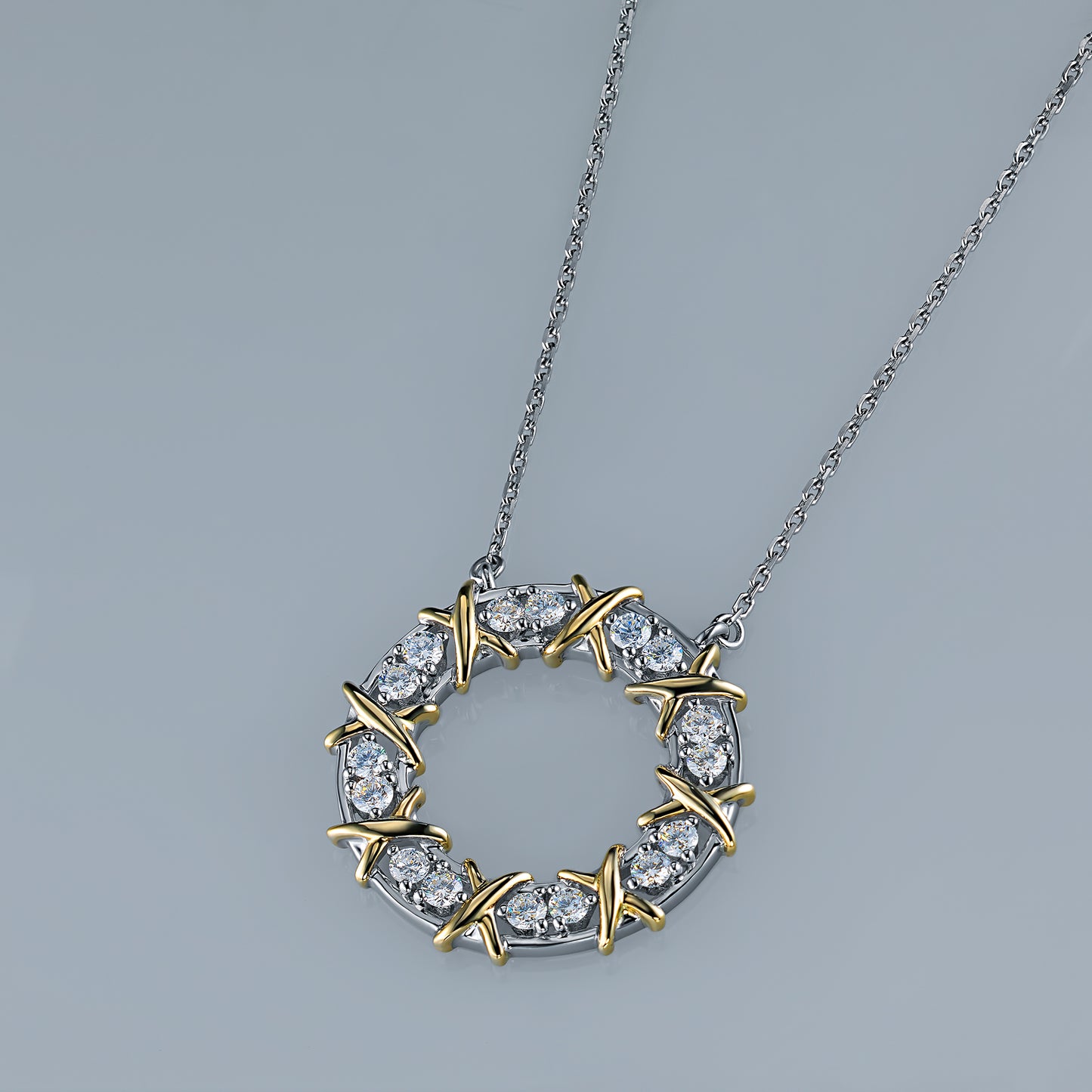 14K White-yellow Gold Necklace with Lab-Created Diamonds 0.550 CT.TW