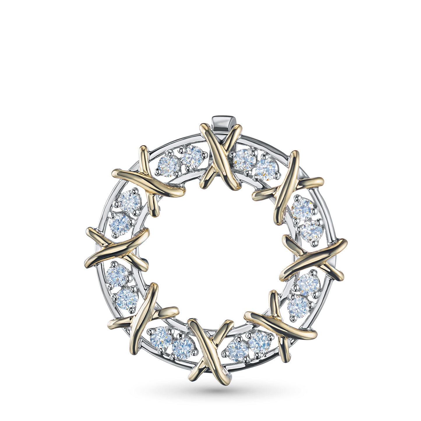 14K White-yellow Gold Pendant with Lab-Created Diamonds 0.710 CT.TW