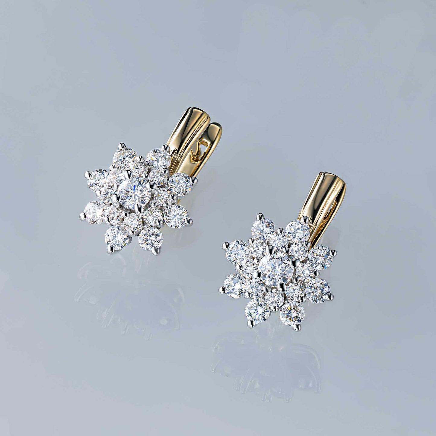 14K White-yellow Gold Earrings with Lab-Created Diamonds 1.750 CT.TW