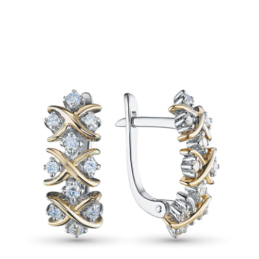 14K White-yellow Gold Earrings with Lab-Created Diamonds 0.600 CT.TW