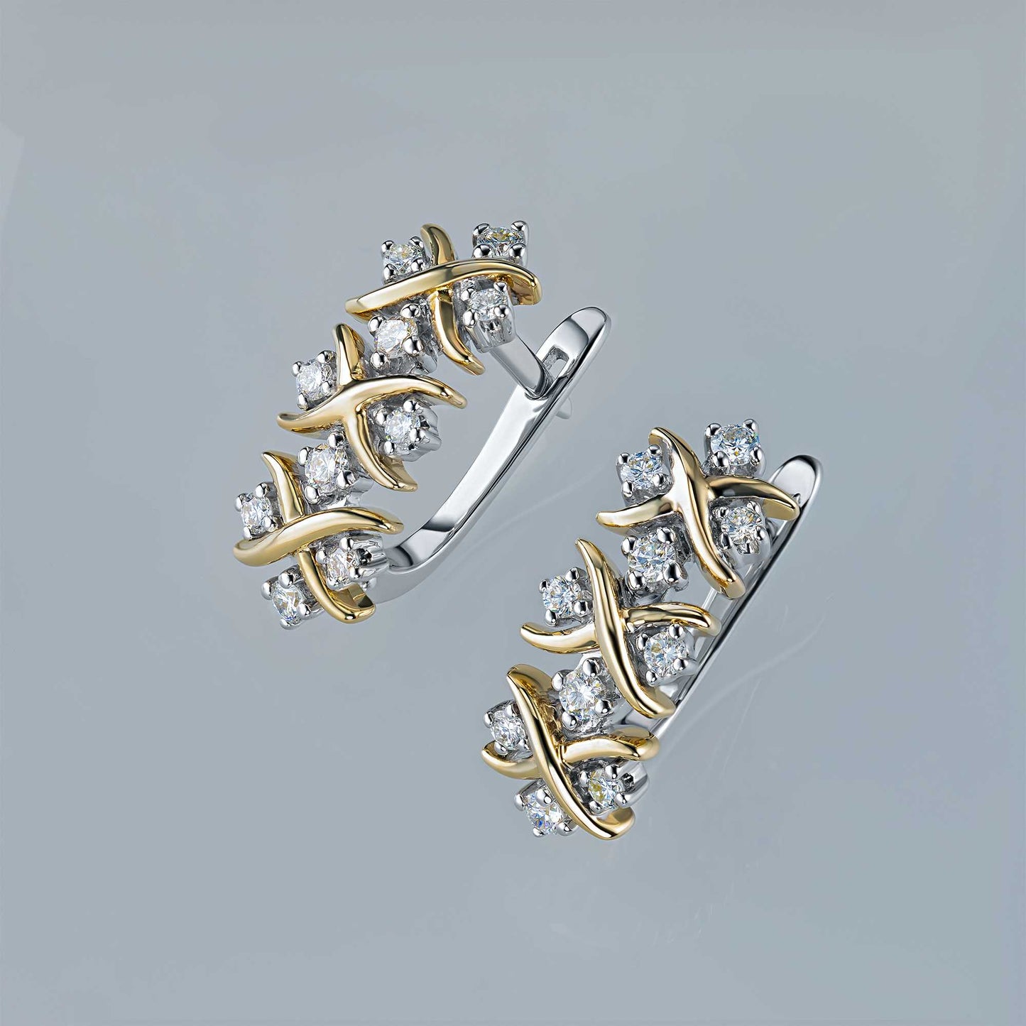 14K White-yellow Gold Earrings with Lab-Created Diamonds 0.600 CT.TW