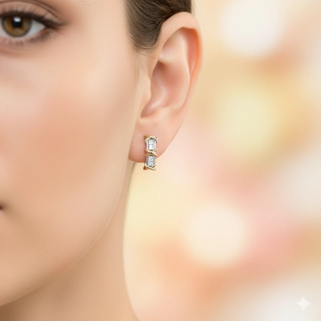 14K White-yellow Gold Earrings with Lab-Created Diamonds 0.360 CT.TW