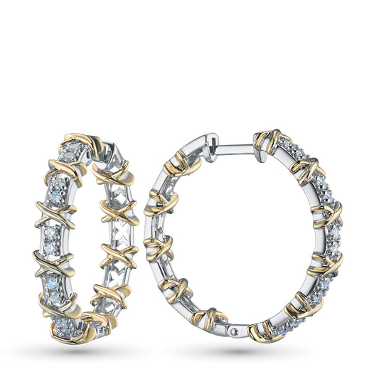 14K White-yellow Gold Earrings with Lab-Created Diamonds 0.390 CT.TW